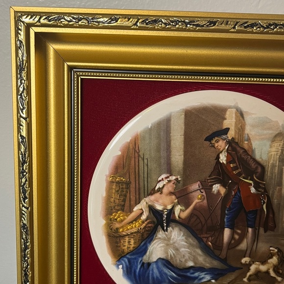 Genuine Staffordshire Ceramics Gold Frame Pair 18th Century Style Victorian Art - Picture 10 of 14